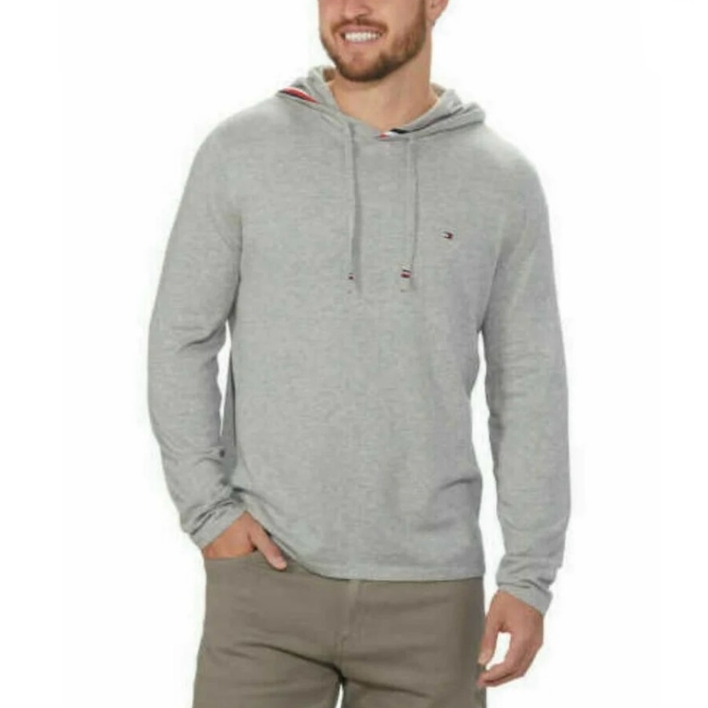 TOMMY HILFIGER Men’s Grey Knit Hooded Sweater | Size Large